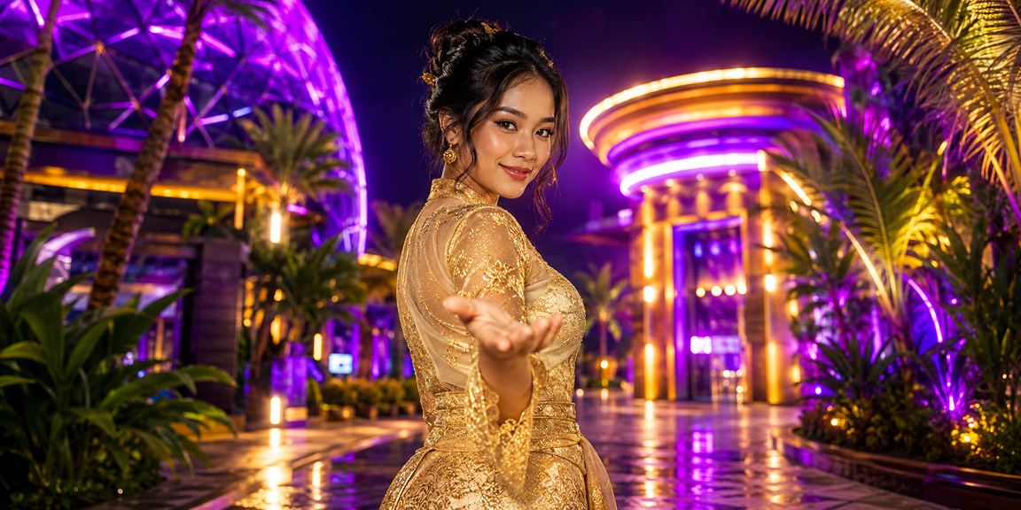 Suasana kasino hiburan Malaysia dengan pakaian kebaya tradisional yang anggun